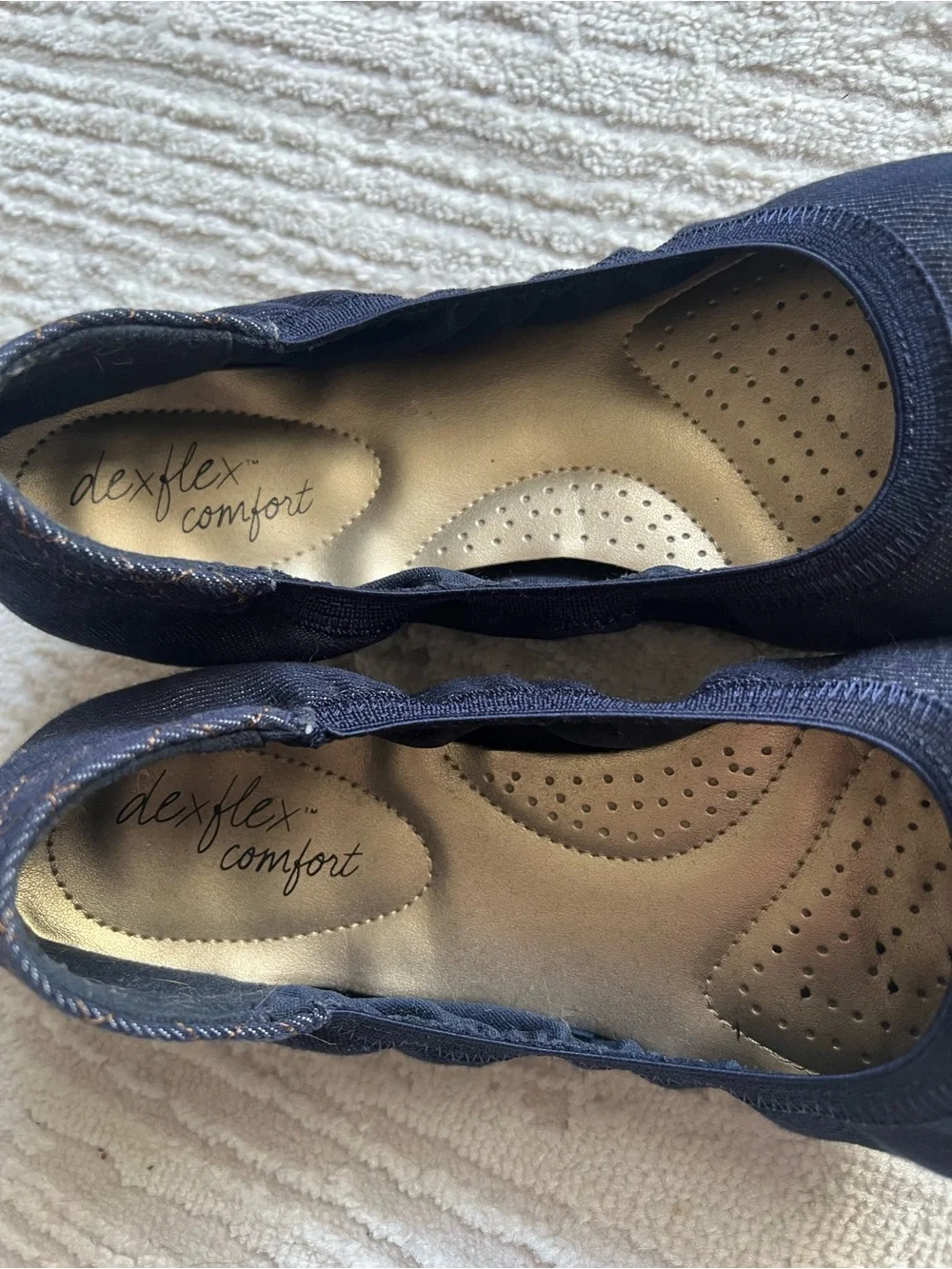 Dexflex Comfort Women's Navy Denim Quilted Slip-On Flats